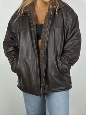 Vintage brown leather coat